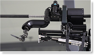 The stripping arm starts to strip the wire